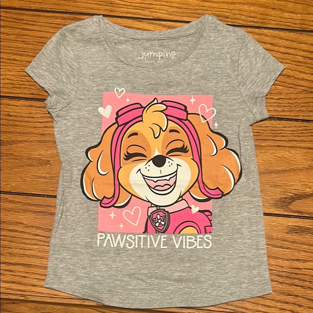 Jumping Beans Gray Pink Paw Patrol Cartoon Graphic Tee NWOT
